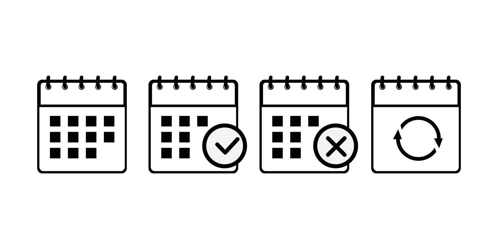 calendar planner icons for app, website, ui. reminder organizer event signs. Calendar icon set. schedule for a business plan vector