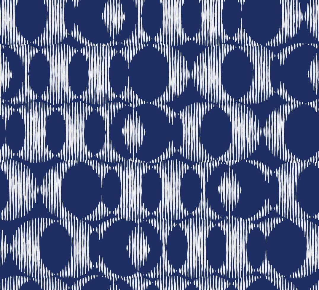 Hand drawn abstract seamless circle pattern with vertical line texture in blue and white. Modern and organic, perfect for textiles, wallpaper, and stylish graphic design. vector