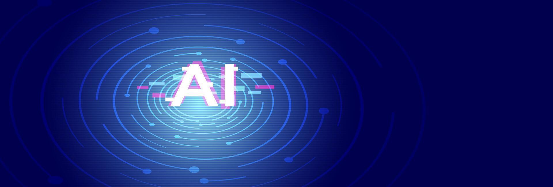 Artificial Intelligence Chip with Glowing Circuit Board vector