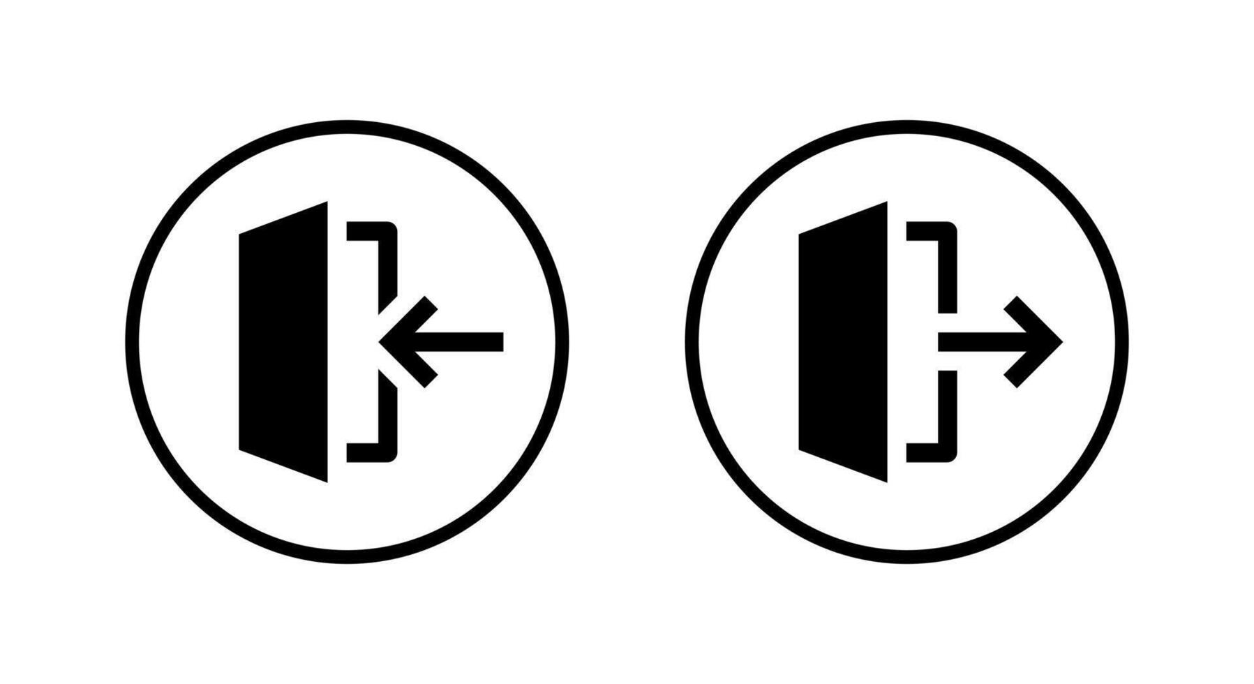 Enter and exit door icon in circular outline. Entry and leave symbol vector