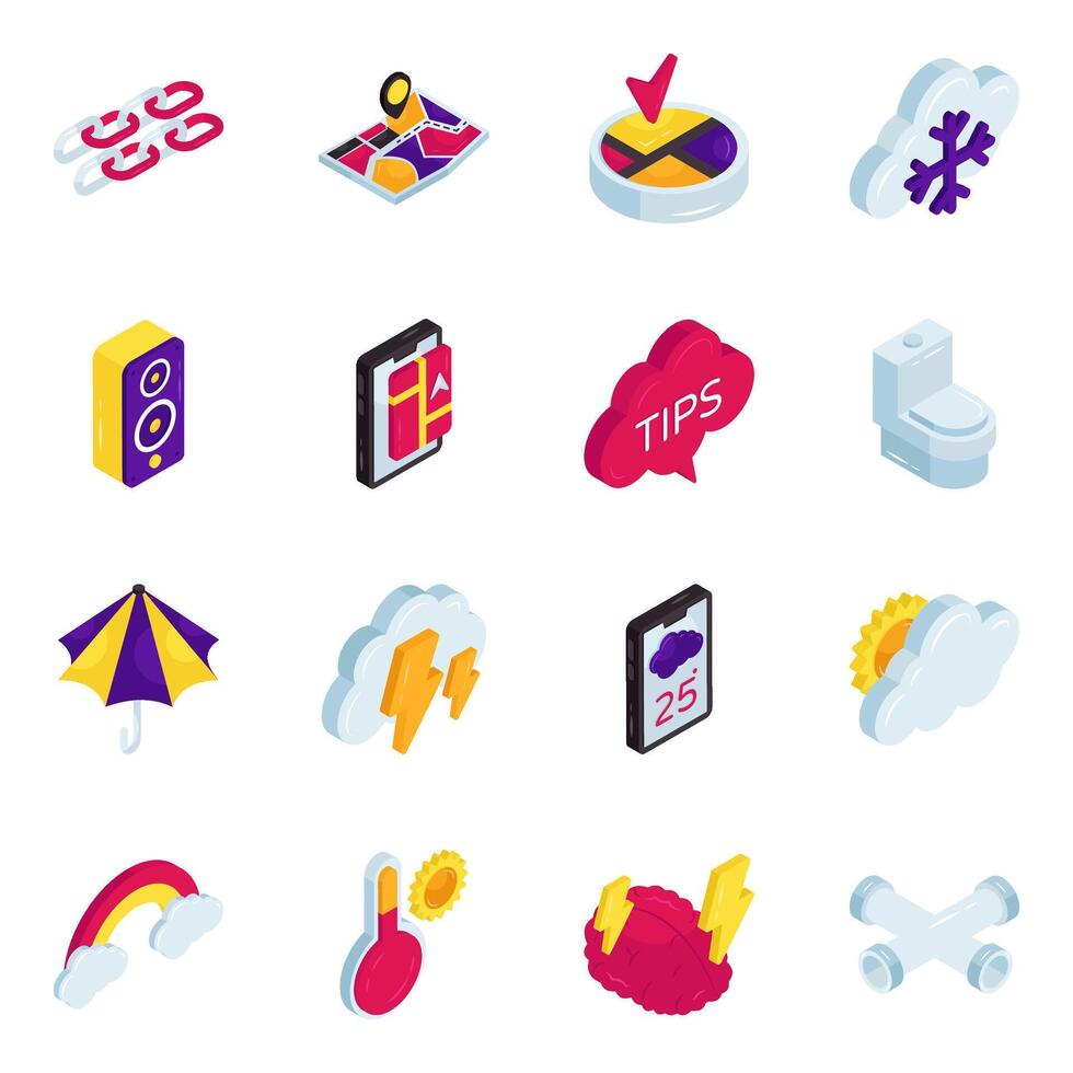 Colorful icons for digital design use vector