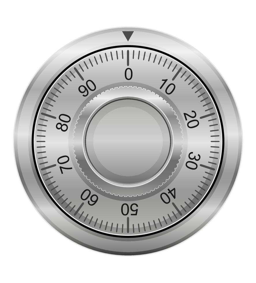 silver combination lock dial vector