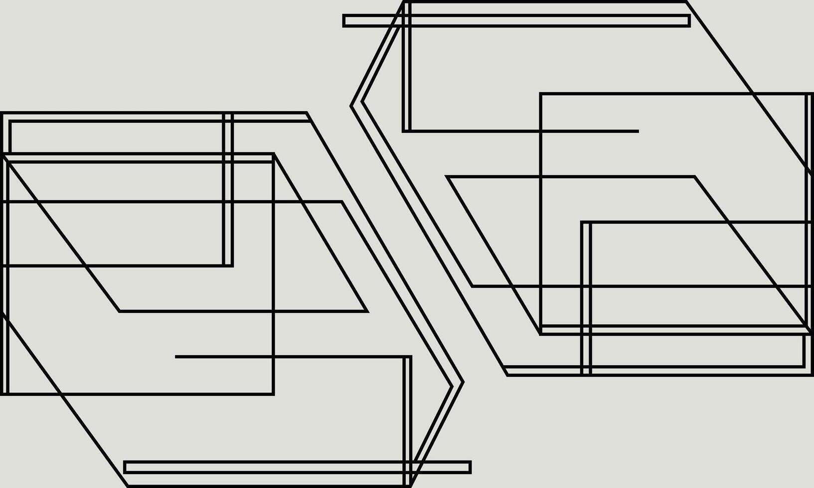 A black and white logotype drawing of a square with lines vector