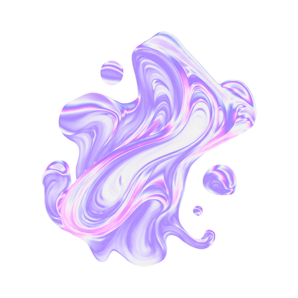 Iridescent Abstract Gradient Holographic Gradient Shapes 3D Element png