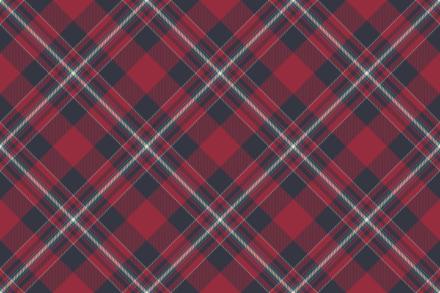Elegant red, navy, and cream diagonal plaid pattern. Perfect for textile design, apparel, wrapping paper, or website backgrounds. vector