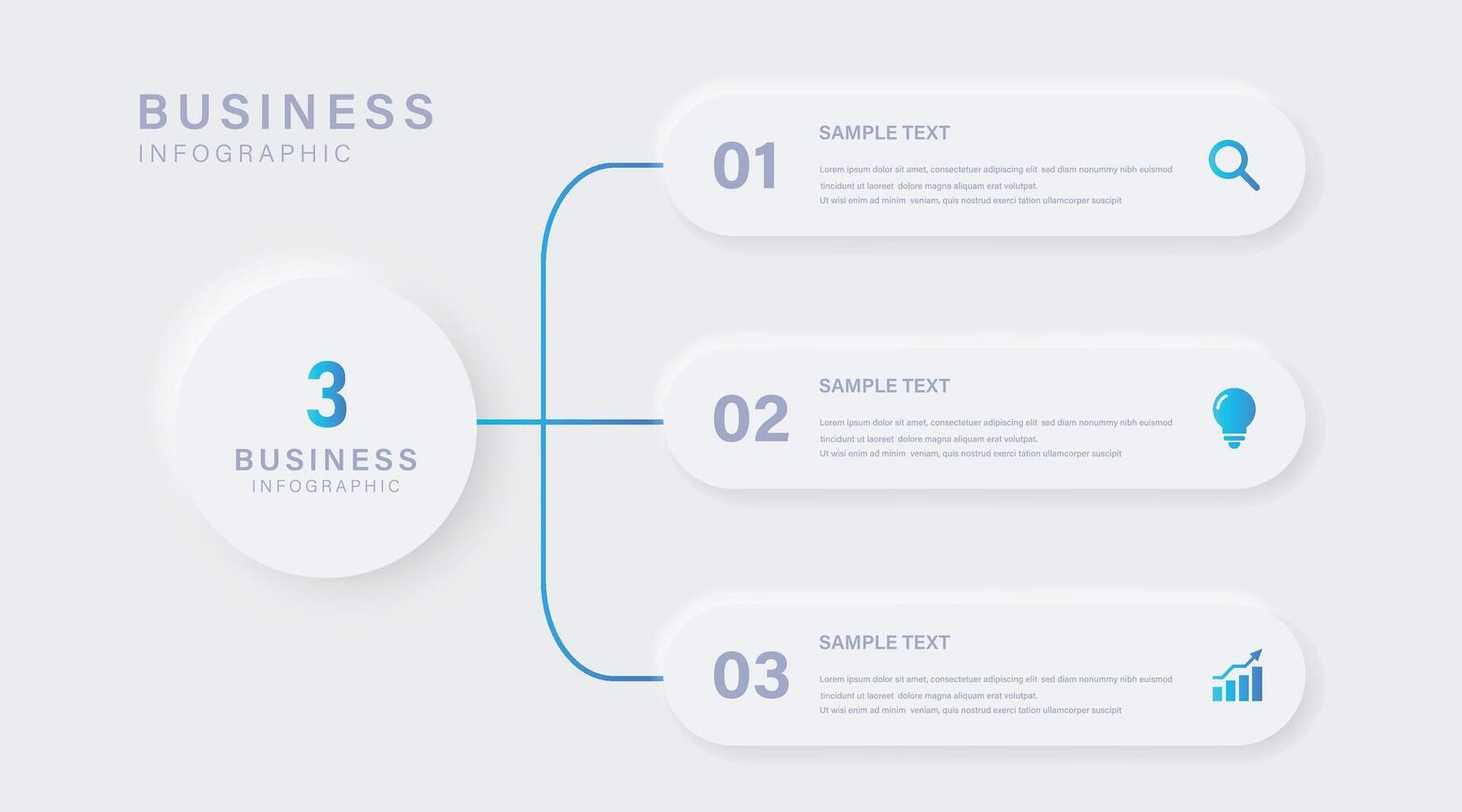 Flowchart infographic in neurotrophic style. Business concept with 3 options, parts, steps or processes for business presentation vector