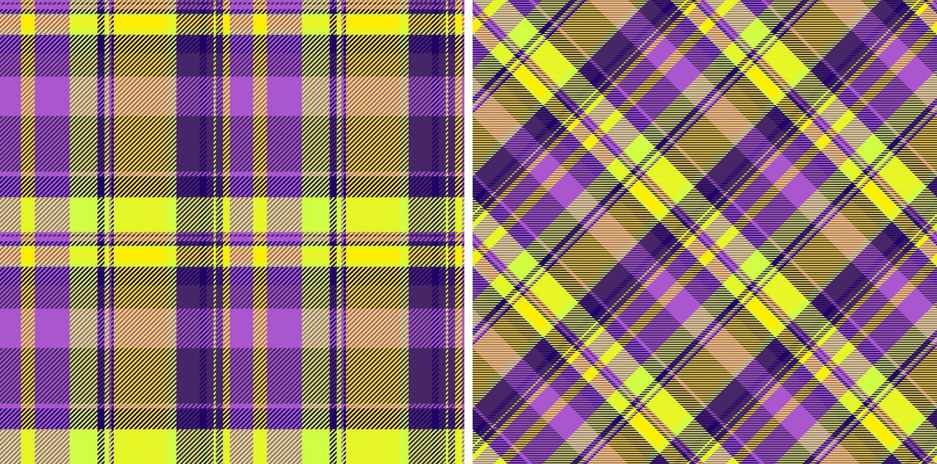 seamless texture of plaid fabric textile with a background check pattern tartan. Set in stylish colors in stylish wrapping options for gifts. vector