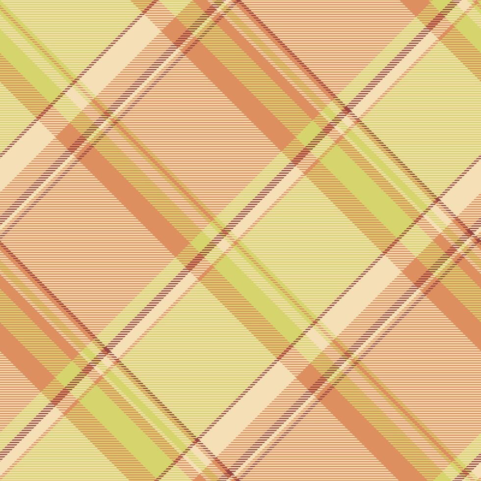 Tone check seamless tartan, copy space pattern plaid background. Present texture textile fabric in wheat and orange colors. vector