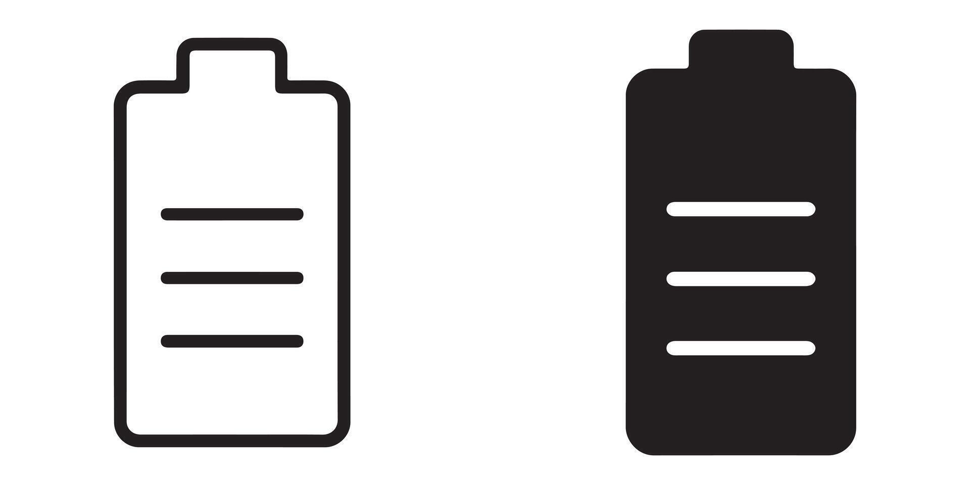 Simple Line and Filled Battery Icons A Clean, Minimalist Design for User Interfaces and Mobile Apps vector