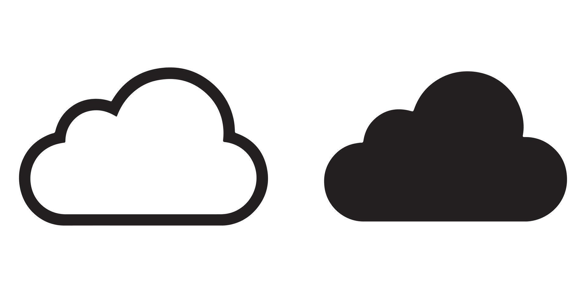 Simple Cloud Icons Outline and Filled Cloud Symbols for Digital Design Projects, Websites, and Applications - Clean Minimalist Style vector