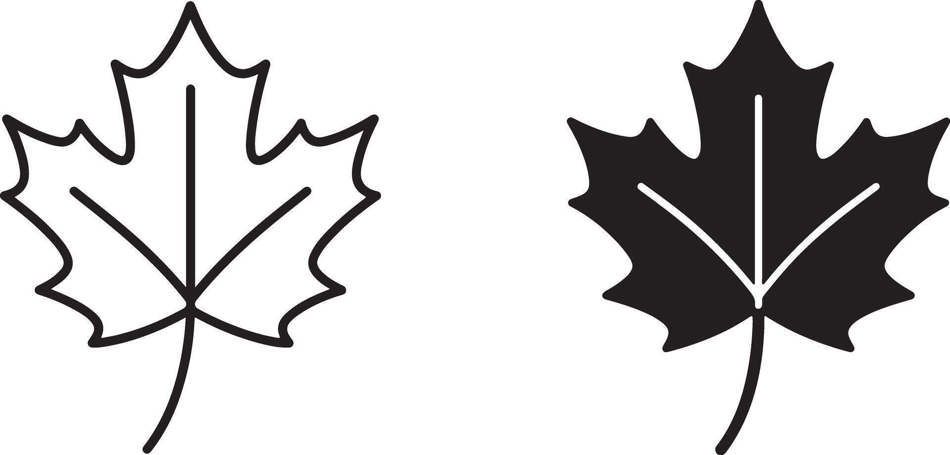 Simple Line Art and Filled Maple Leaf Icons Elegant Autumn Design Elements for Fall Projects vector