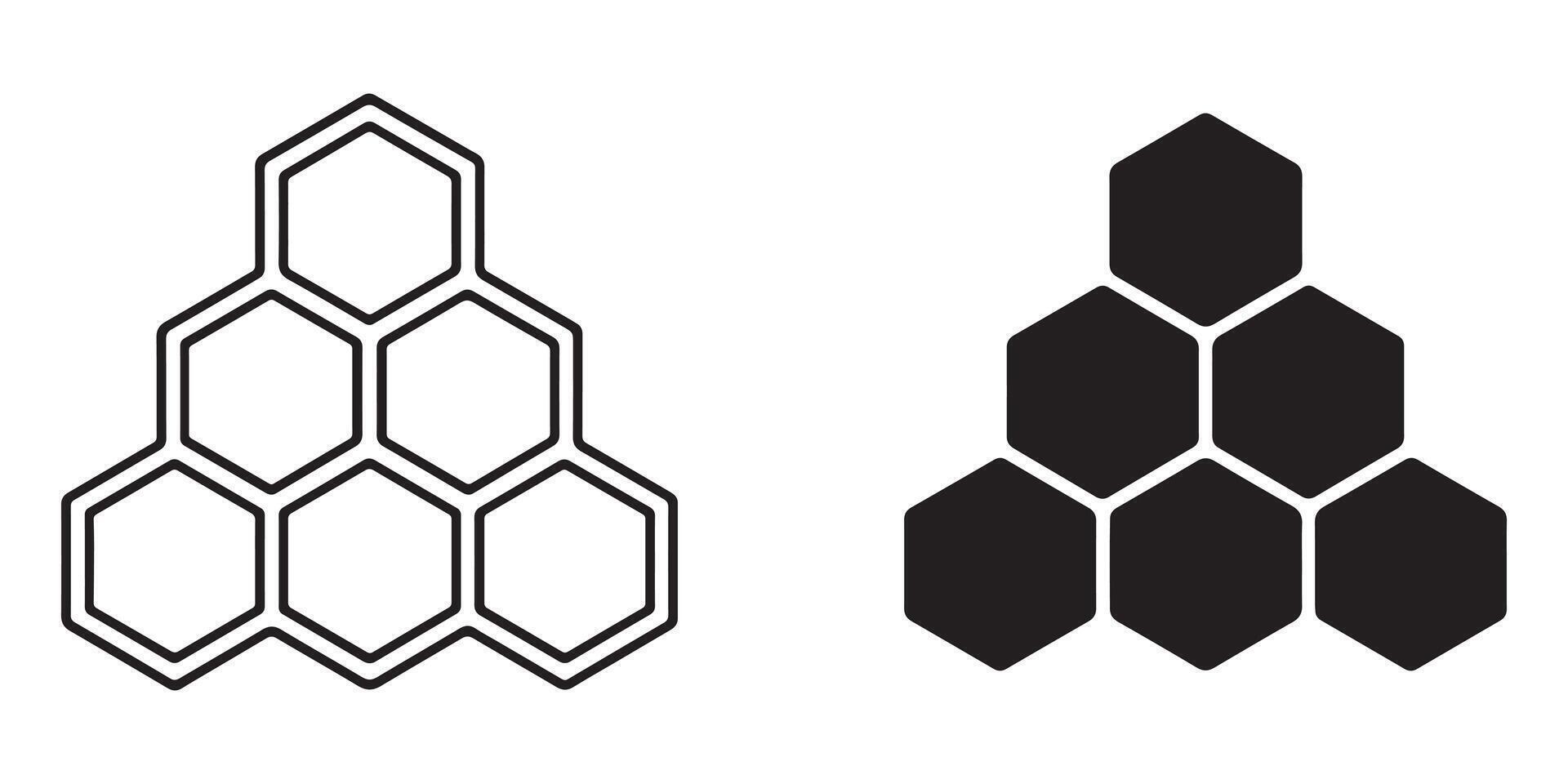 Two Stylish Honeycomb Designs Outline and Filled Hexagon Patterns for Modern Branding and Design Projects vector