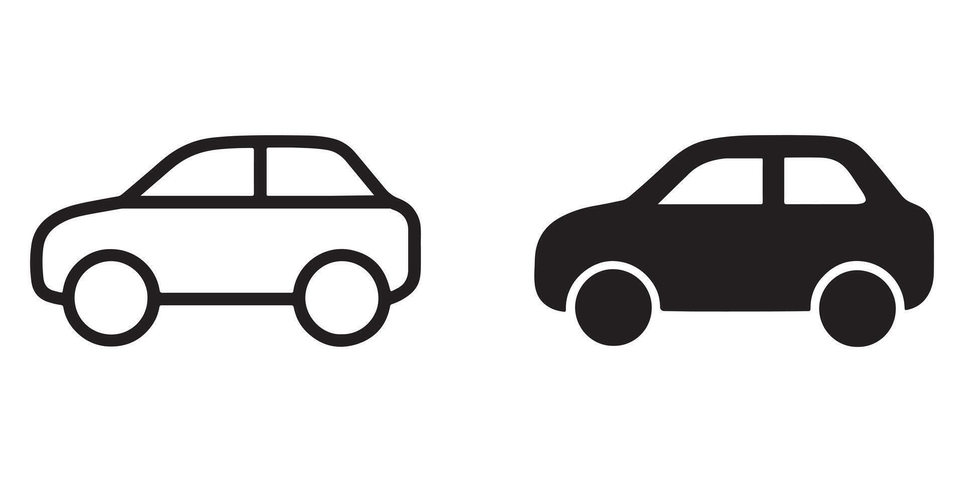 Simple Minimalist Car Icons Outline and Filled Hatchback Illustrations for Website Design, Mobile App, and UI vector