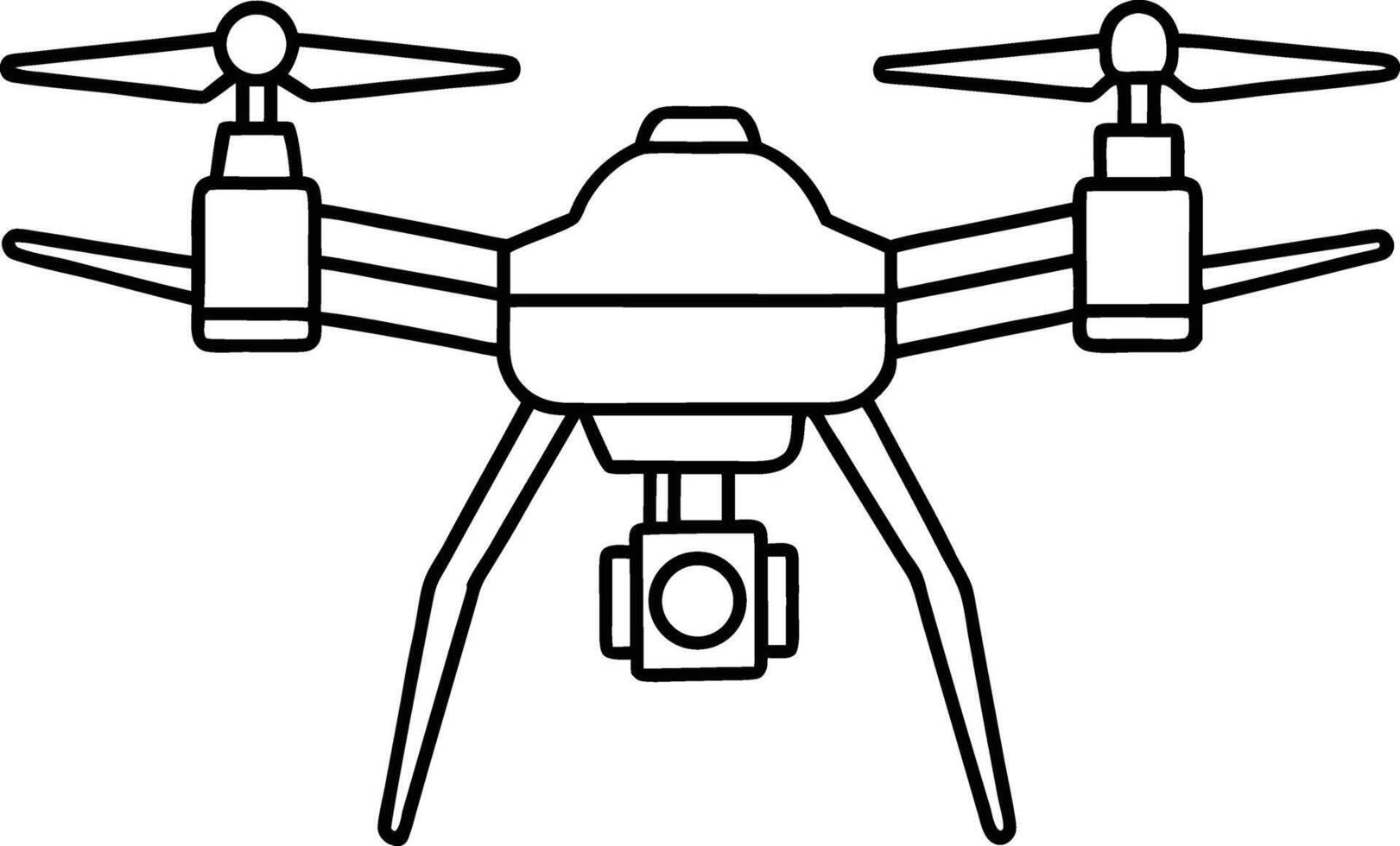 Line art illustration of a drone with a camera, isolated on white background vector