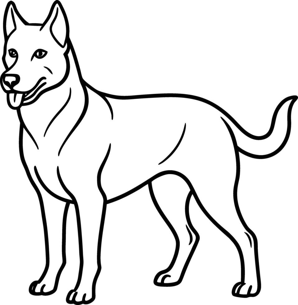 Line drawing of a dog with its tongue out on a white background vector