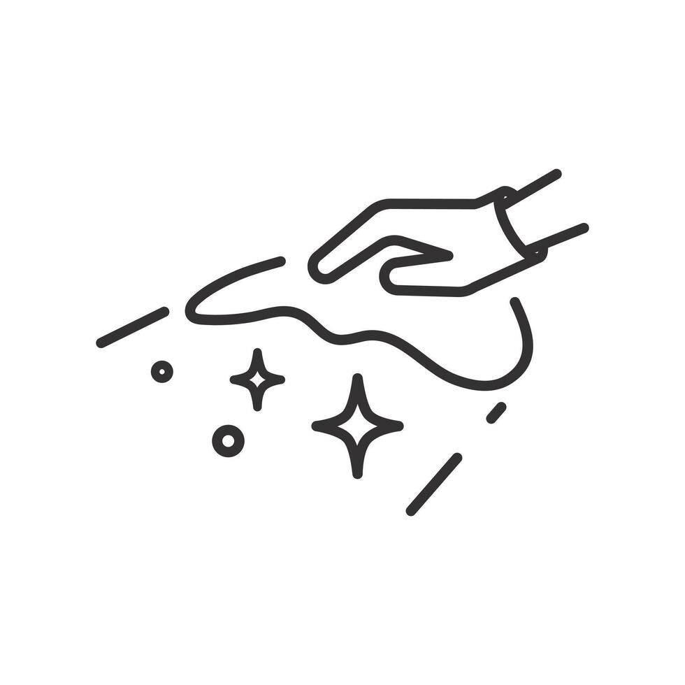 wet rag and shiny surface, wet cleaning icon, wipe with hand, clean floor, thin line web symbol on white background - editable stroke illustration eps10 vector