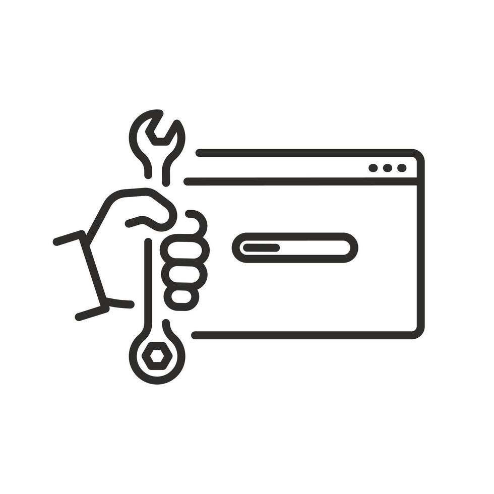 update software icon, updating operating system, program installation, simple linear illustration vector