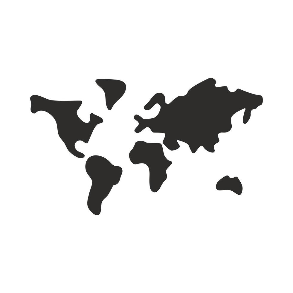 map world icon, globe with continents, logo planet earth, concept global technology, worldwide space for connect network, flat symbol on white background vector