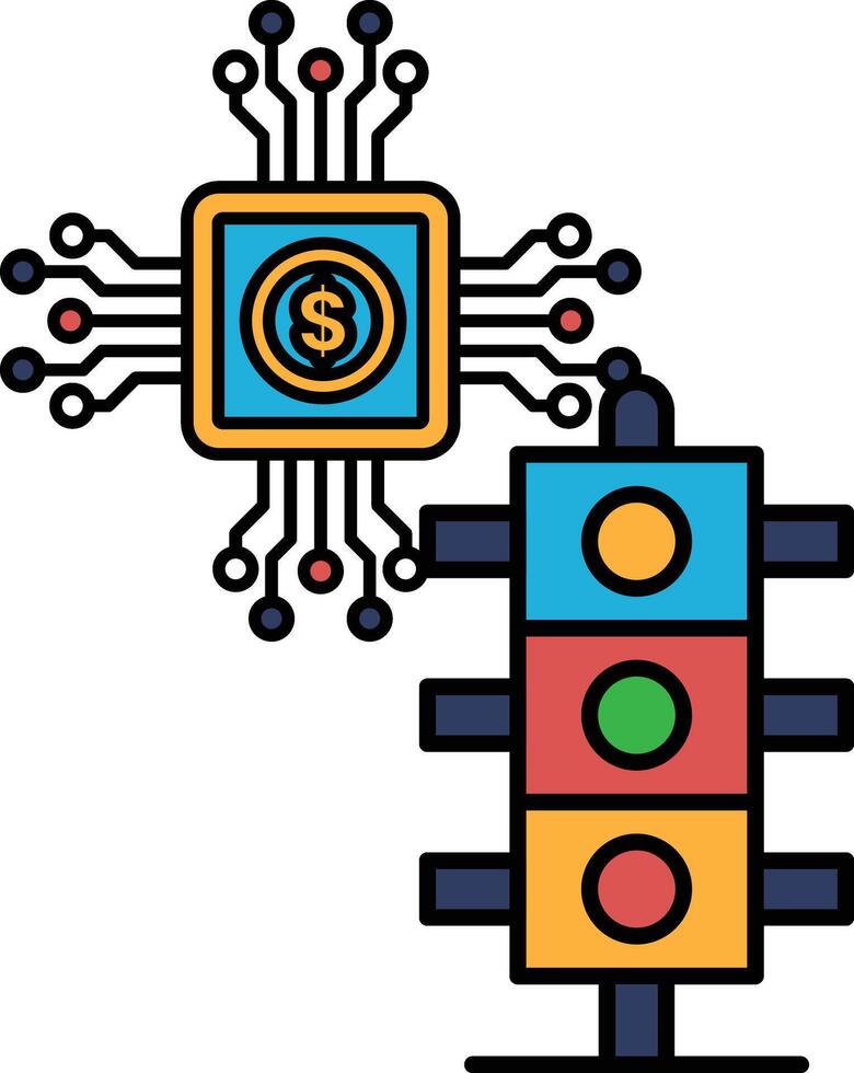A black and white image of a traffic light with a dollar sign on top of it vector