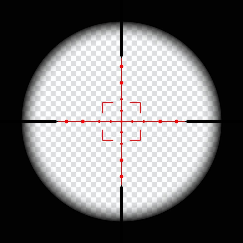 realistic sniper scope crosshairs view. sniper sight with measurement marks. vector