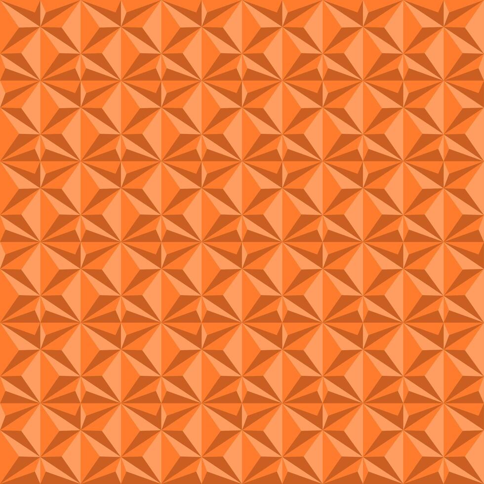 seamless bright geometric 3d pattern. Repeatable architecture ceramic background. Decorative endless orange tile mosaic texture with triangle shapes vector