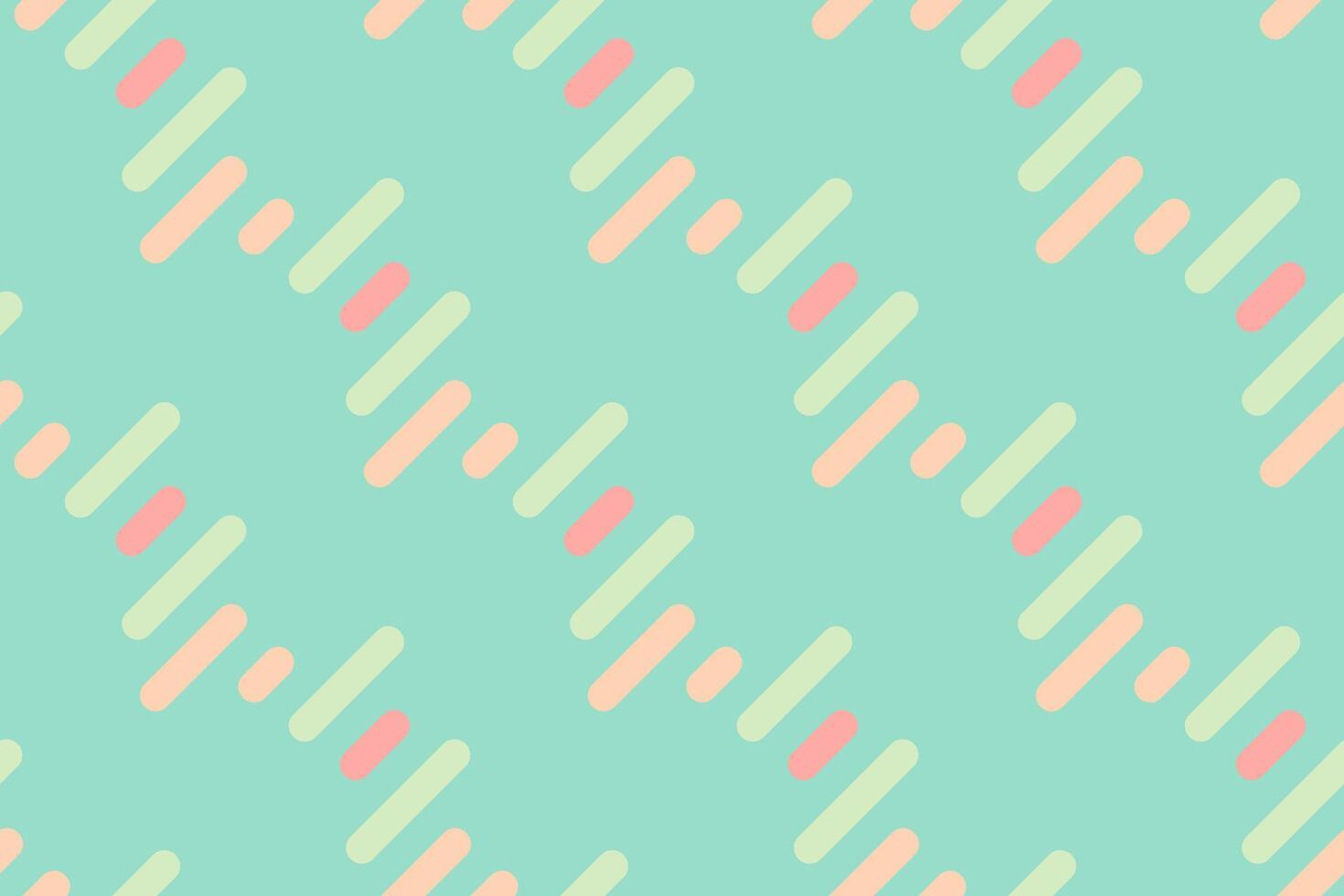 Abstract pastel pattern featuring diagonal lines and rounded shapes in soft peach, mint green, and pale yellow. Perfect for backgrounds, textile designs, or branding. vector