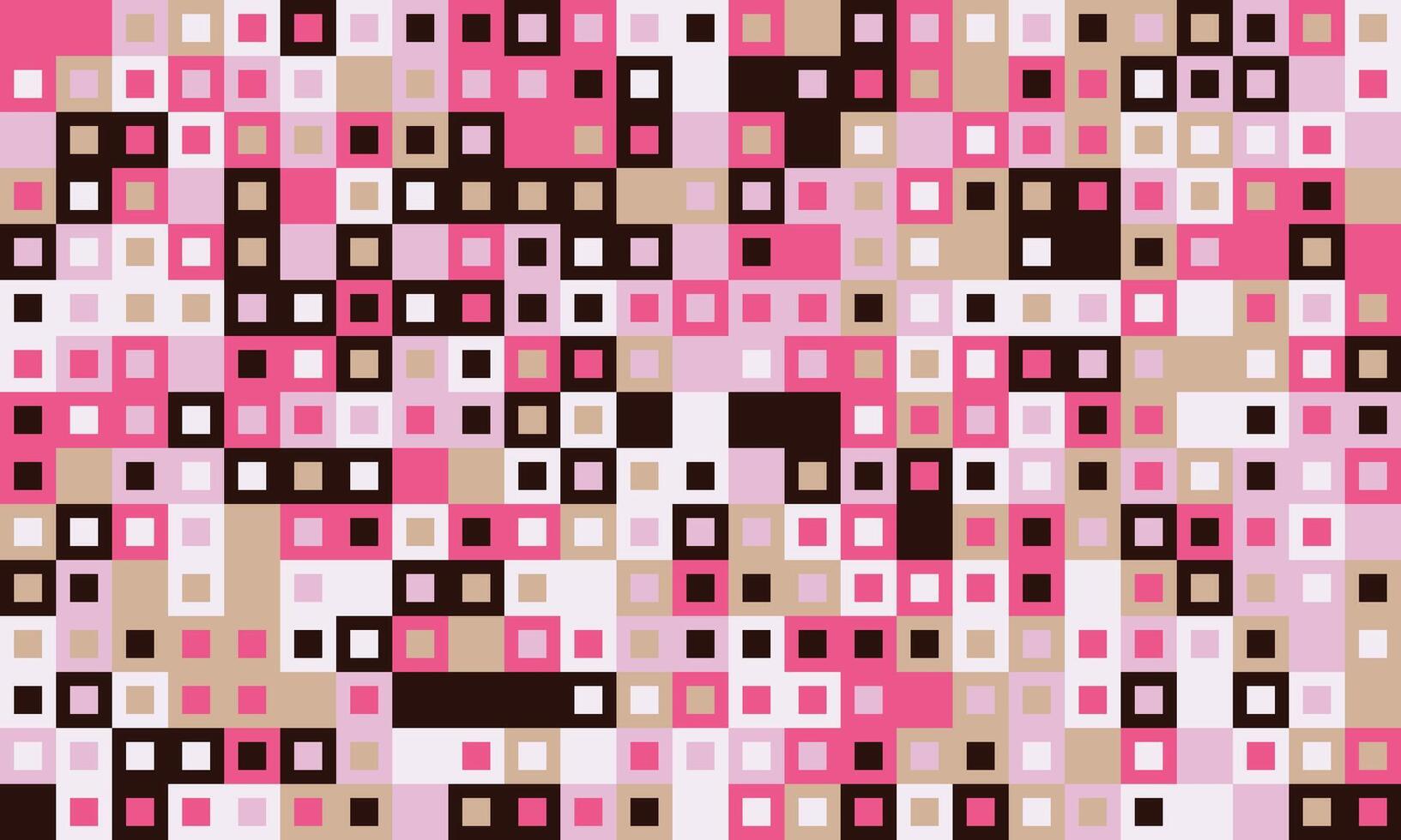 Abstract geometric mosaic pattern. Vibrant pink, brown, and beige squares create a dynamic, playful texture. Ideal for website backgrounds, textiles, or modern art projects. vector