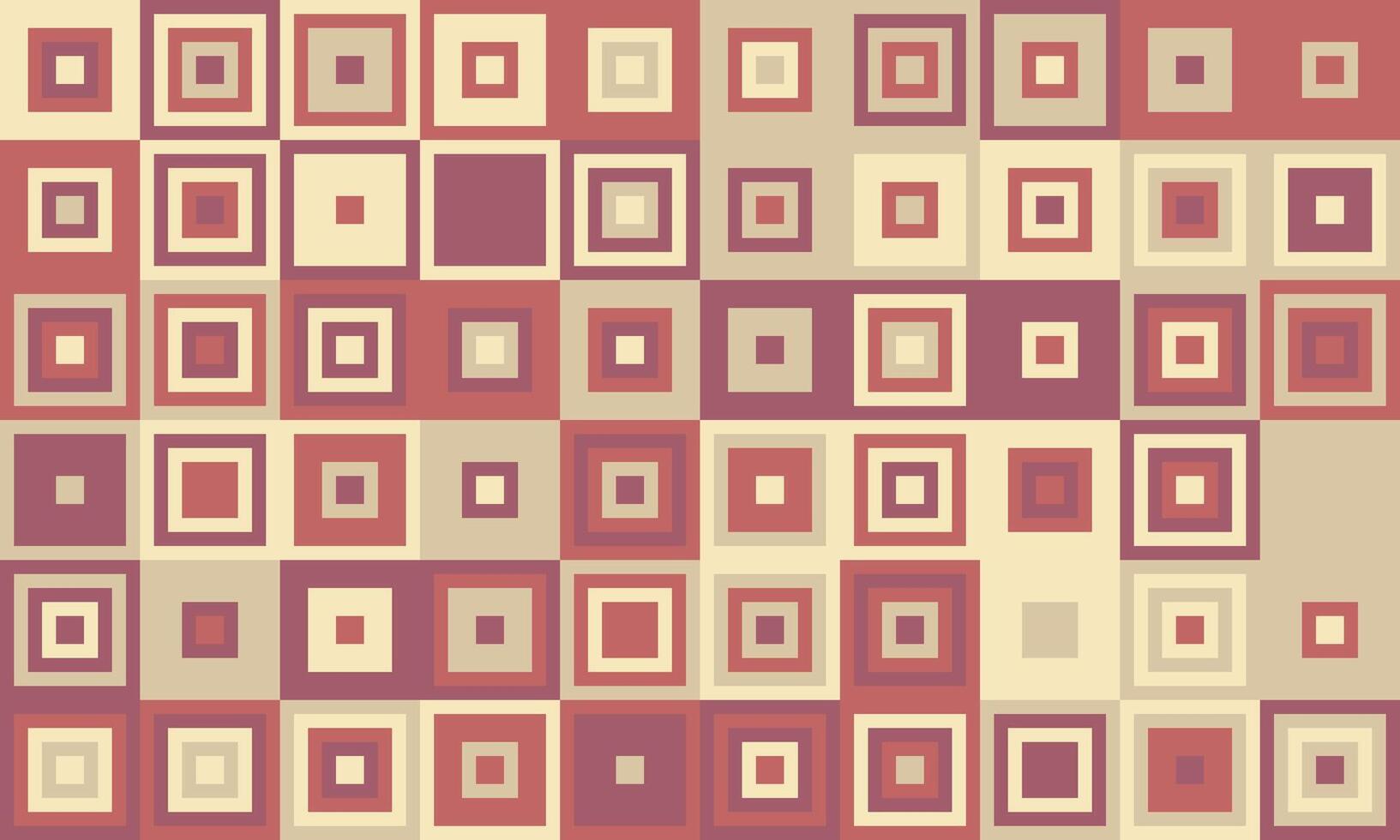 Abstract geometric background featuring a repeating pattern of nested squares in muted earth tones. Ideal for website banners, presentations, or textile design. vector