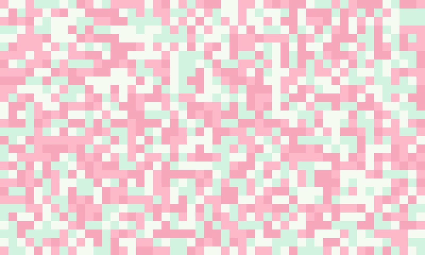 Abstract pixel art background. Soft pink and mint green squares create a calming, textured effect. Ideal for websites, branding, or textile designs evokes feelings of serenity and modernity. vector