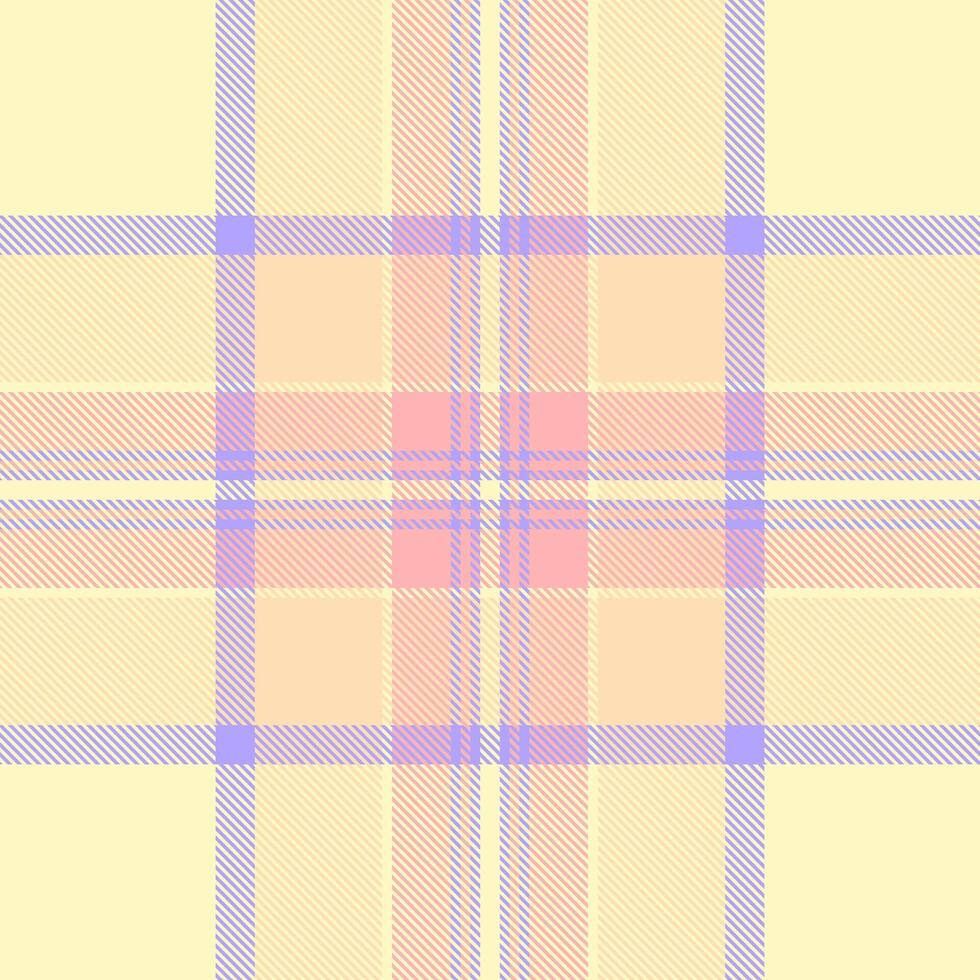 Scenery pattern background plaid, merry textile check fabric. Retro texture tartan seamless in light and peach puff colors. vector