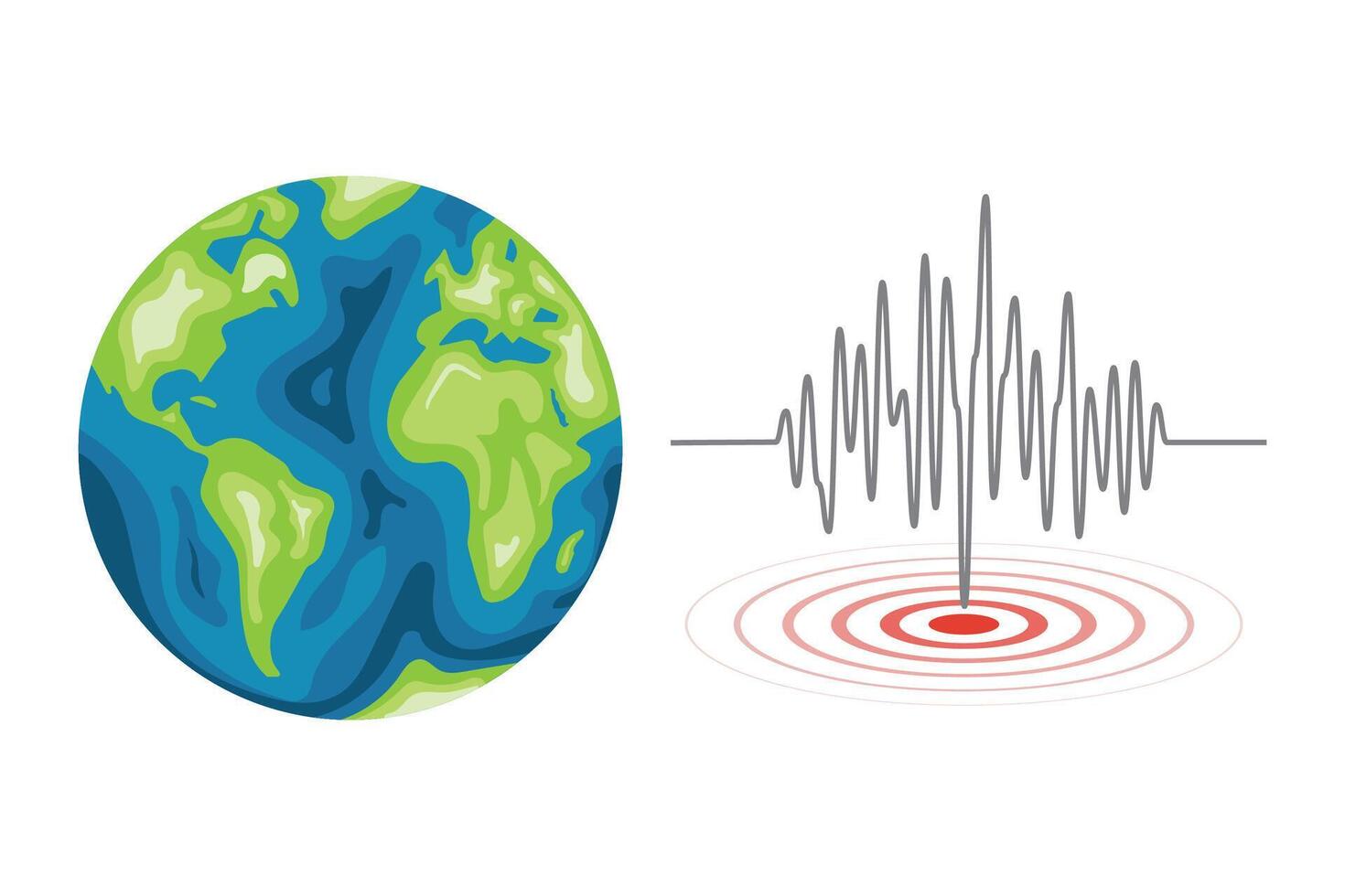 Illustration of a globe and earthquake waves vector
