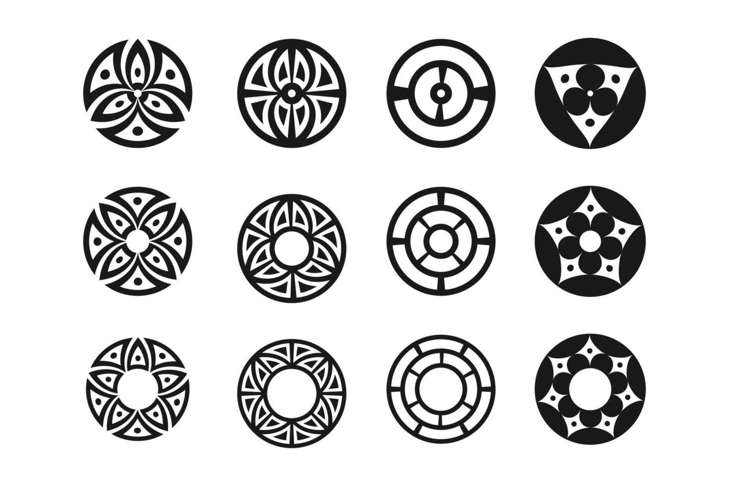 Collection of geometric circle patterns vector