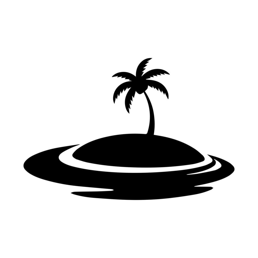 An island with a palm tree and water in the middle vector