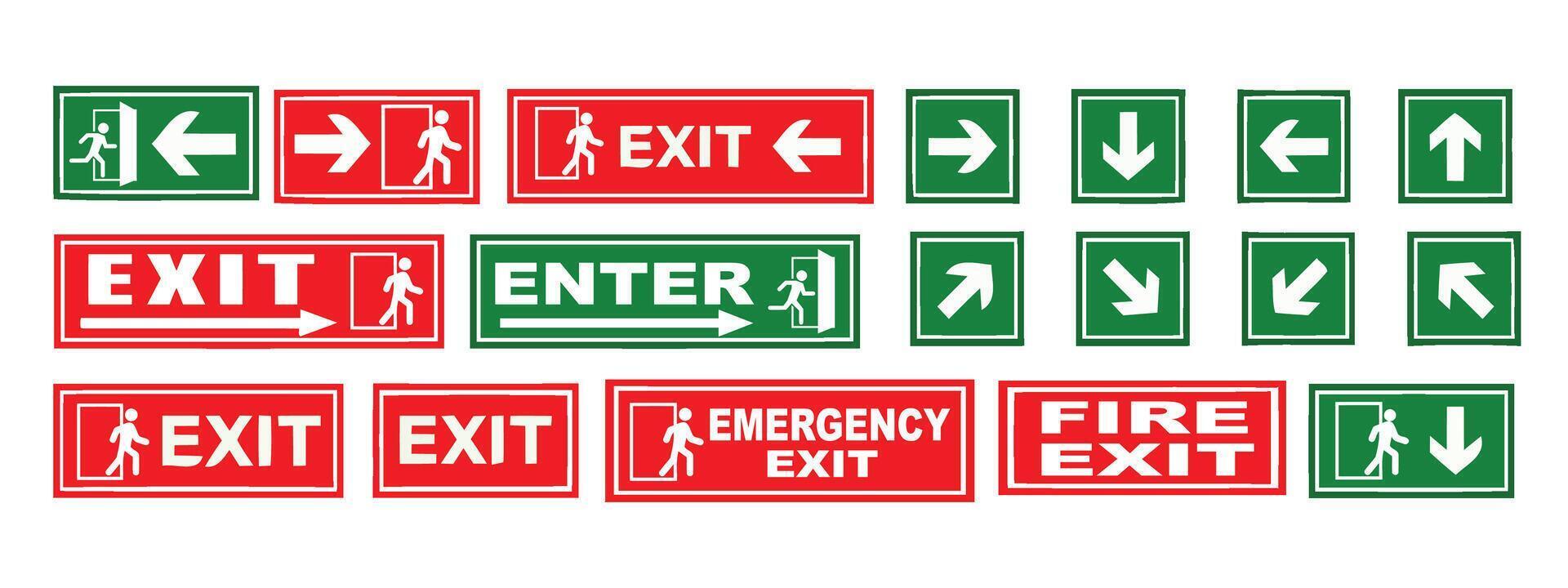 Emergency Exit and Direction Signs Set vector