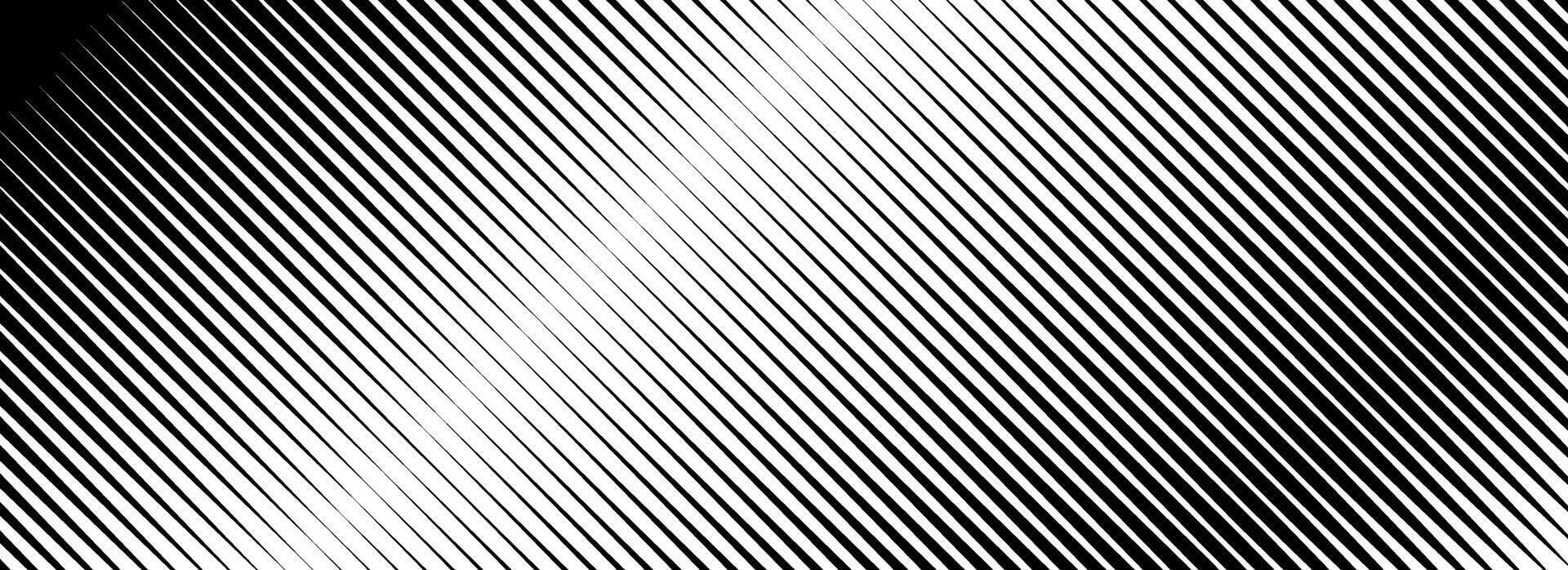 Halftone diagonal line gradient. Black oblique striped gradation background. Repeated slanted strokes pattern backdrop. Vibrating parallel linear wallpaper. Abstract tilt moire texture overlay. vector