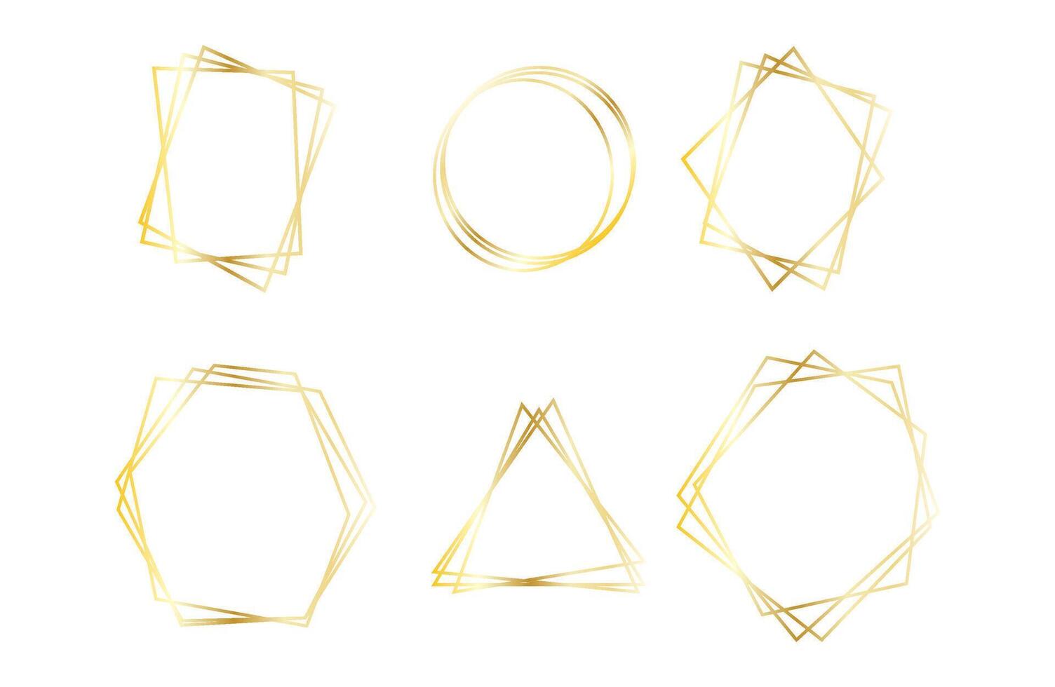 Golden Geometric Frame Set Luxury Border Design Elements vector