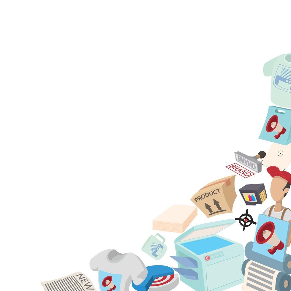 Branding and marketing elements floating creating white space for text vector