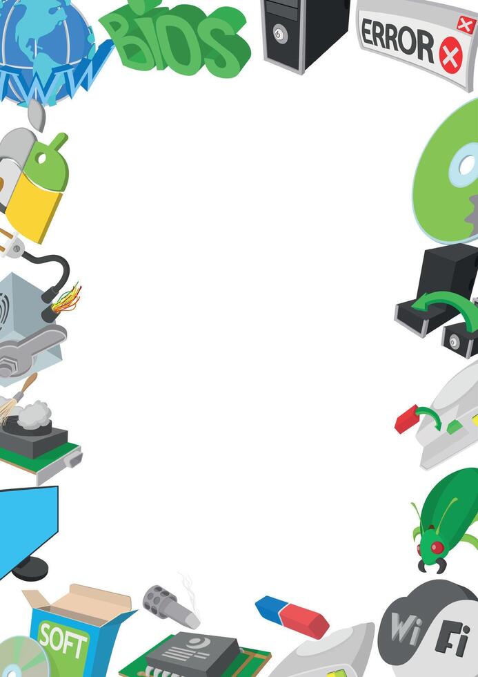 Computer repairing tools and software frame creating empty space vector