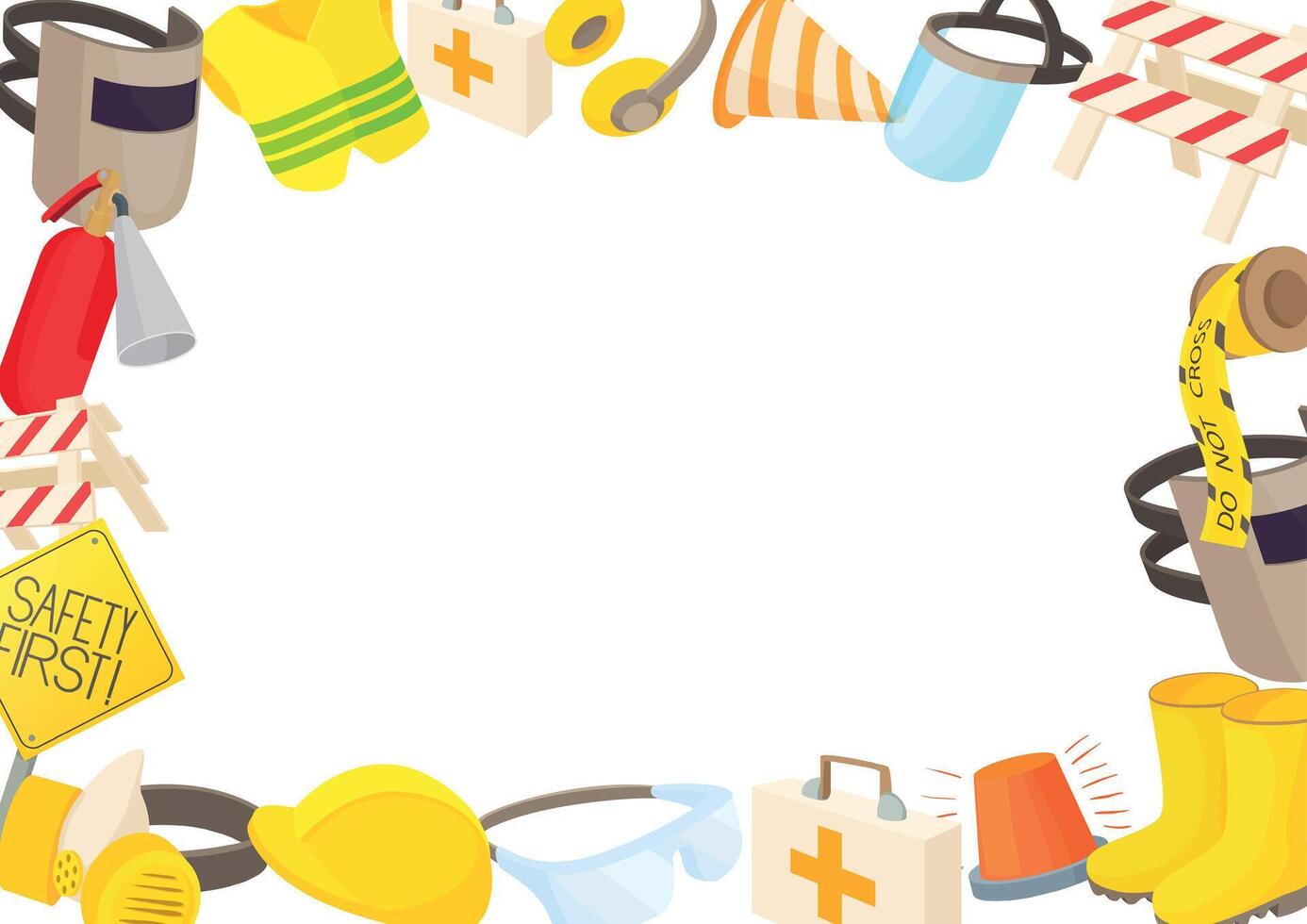 Workplace safety equipment framing empty space emphasizing importance of protection vector