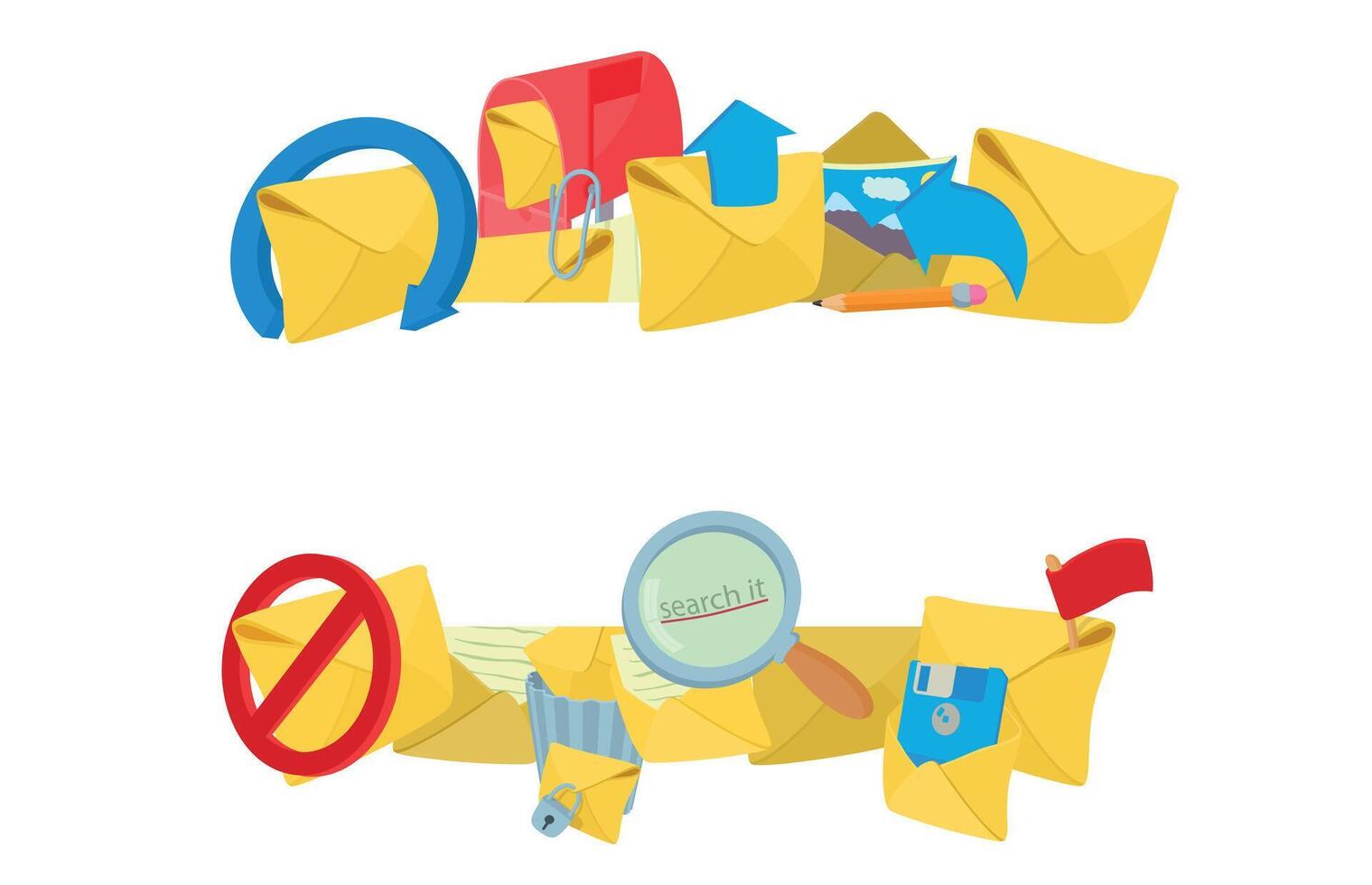 Envelopes sending and receiving mail, searching and protecting information vector