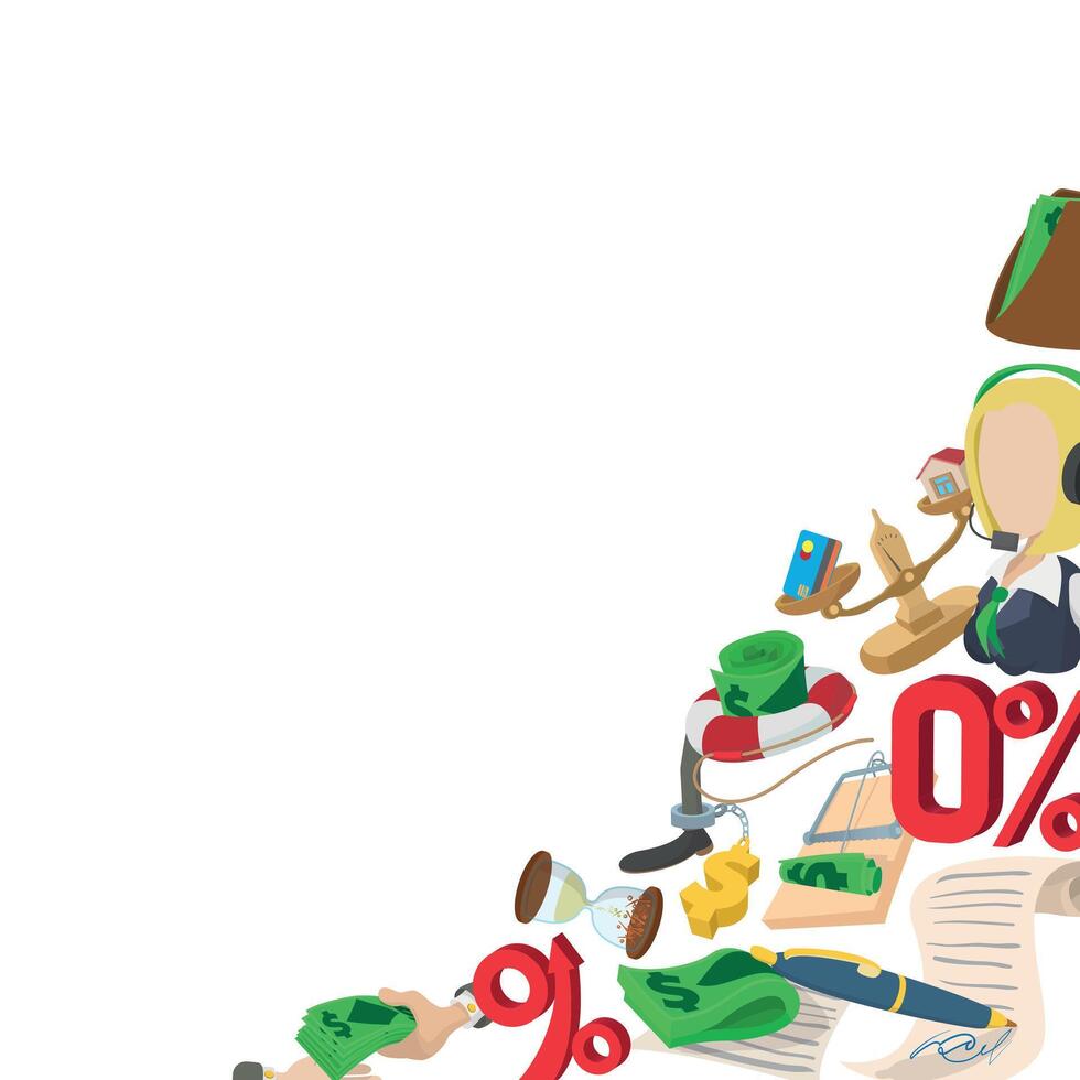 Banking and finance icons creating corner frame with white background vector