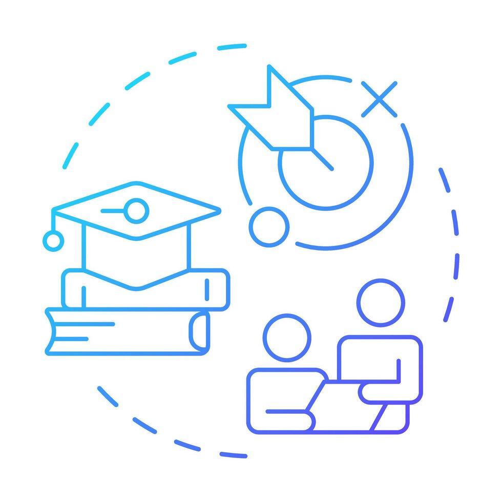 Purpose blue gradient concept icon. Professional knowledge, education. Teamwork, communication. Round shape line illustration. Abstract idea. Graphic design. Easy to use in article, blog post vector