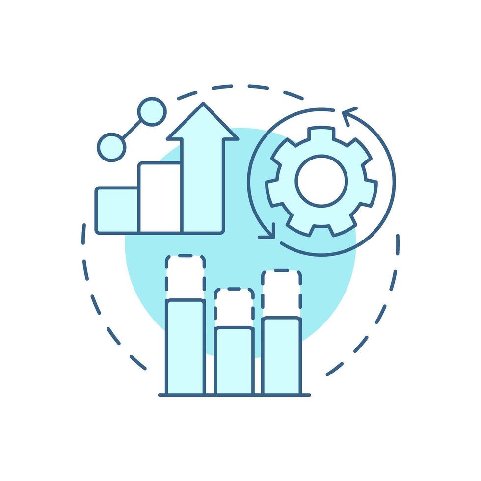 Performance gap analysis soft blue concept icon. Find inefficiencies, underperformance and process failures. Round shape line illustration. Abstract idea. Graphic design. Easy to use in blog post vector