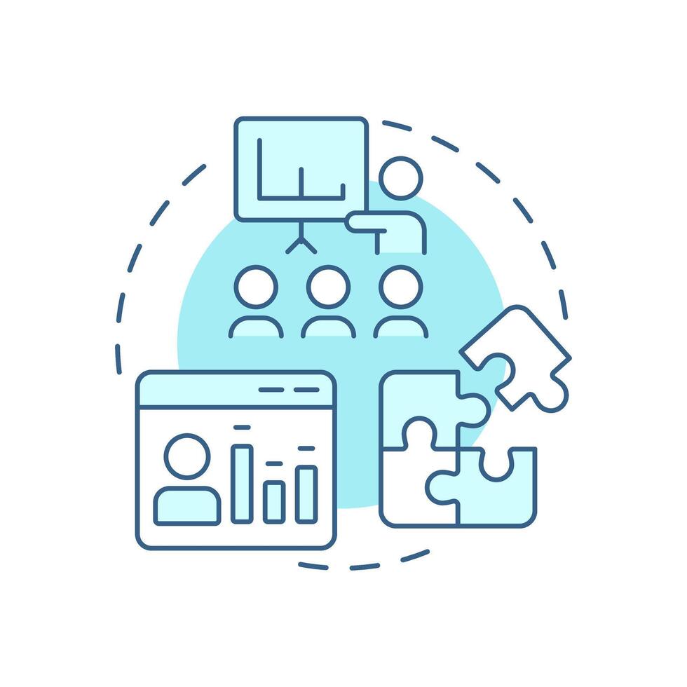 Skills gap analysis soft blue concept icon. HR teams aligning talent strategies. Organization development. Round shape line illustration. Abstract idea. Graphic design. Easy to use in blog post vector