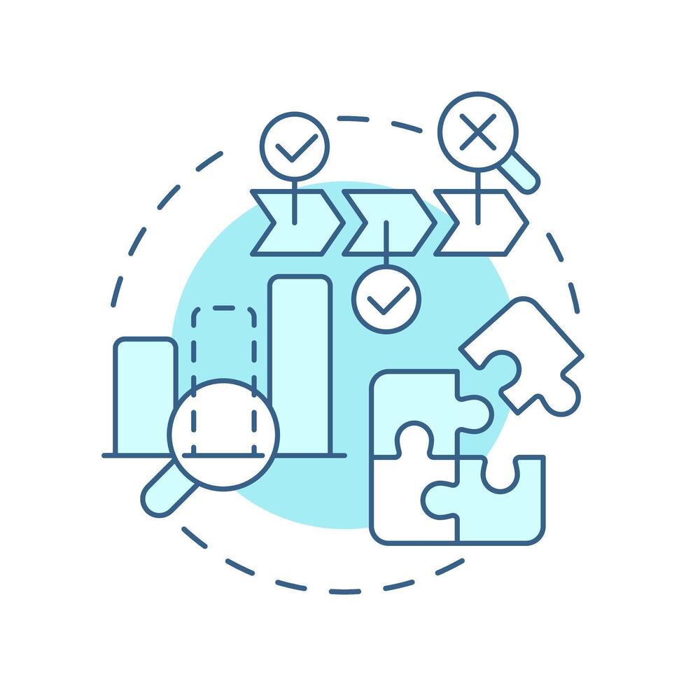 Gap analysis soft blue concept icon. Comparing current and future states to highlight discrepancies. Round shape line illustration. Abstract idea. Graphic design. Easy to use in blog post vector