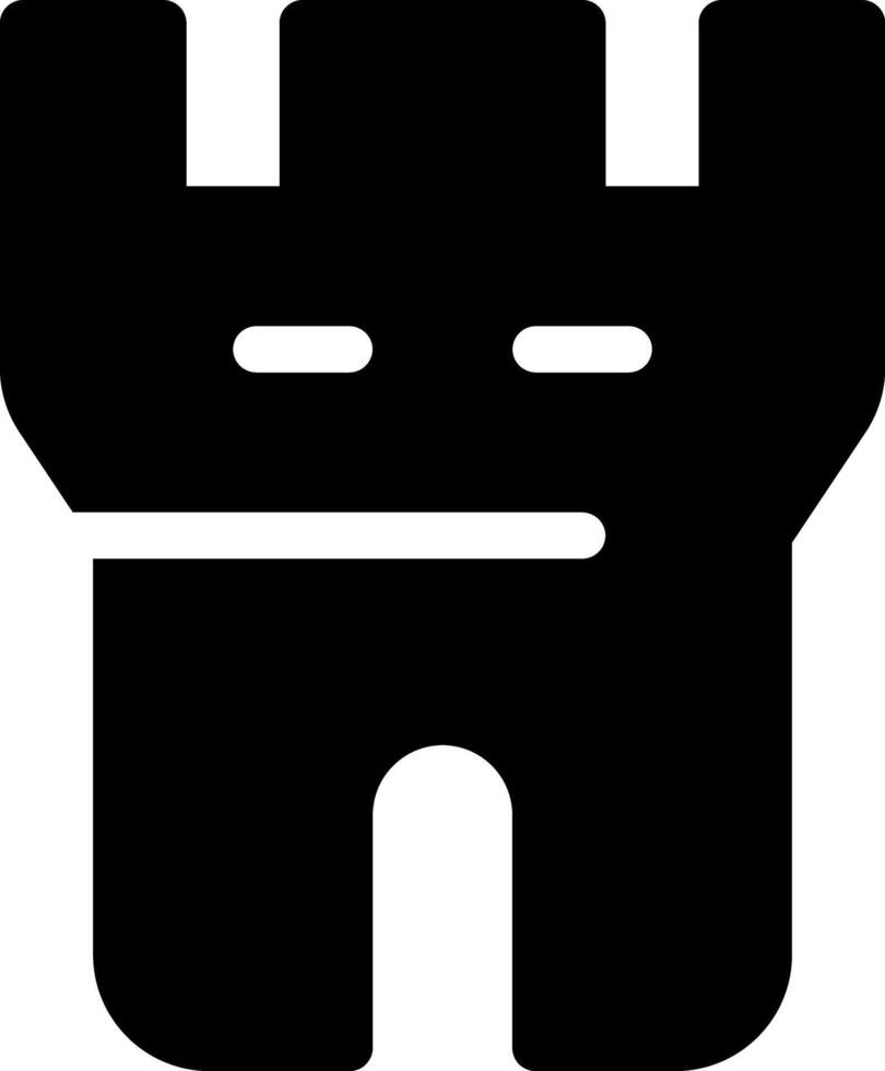 Castle tower glyph ui icon. Fortress defense. Medieval architecture, watchtower. Ancient building, protection. Black solid silhouette symbol . User interface element isolated, pixel perfect vector