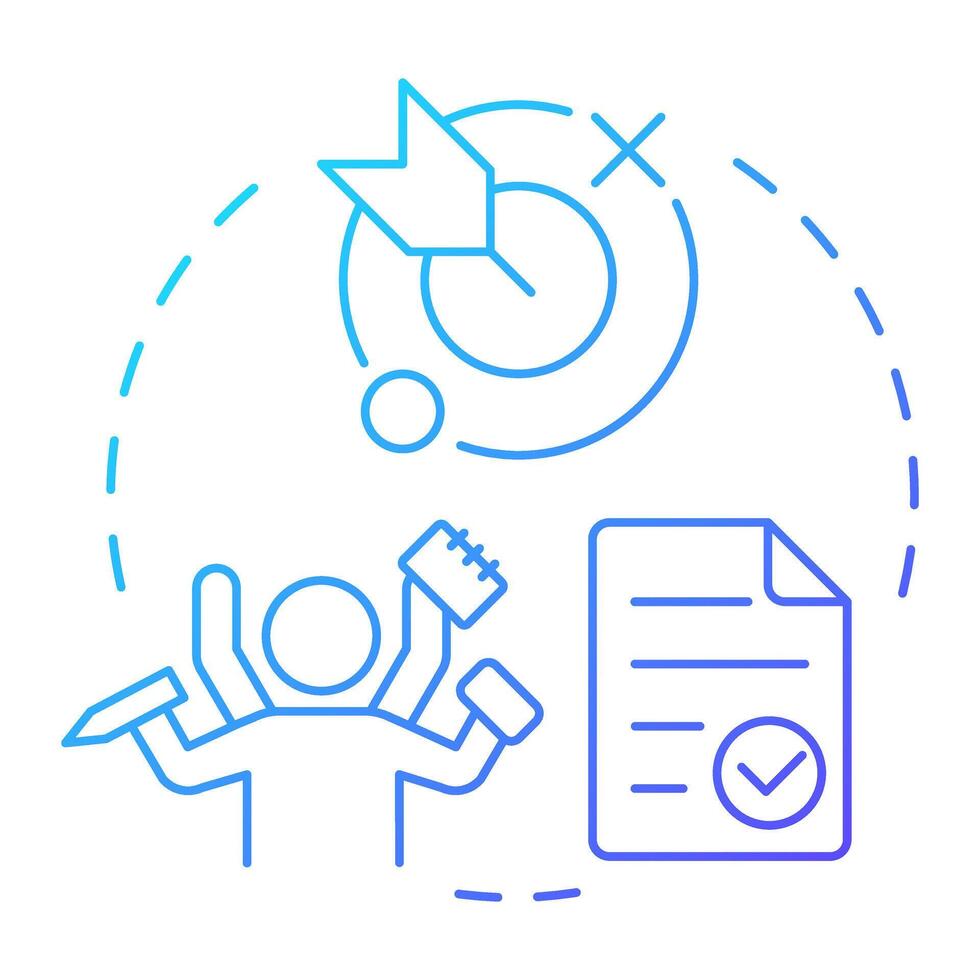 Workload blue gradient concept icon. Task management. Document verification, paperwork. Business goal. Round shape line illustration. Abstract idea. Graphic design. Easy to use in article, blog post vector