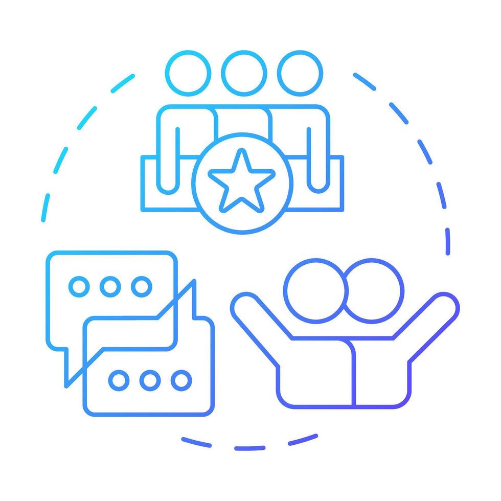 People at work blue gradient concept icon. Communication, teamwork. Workflow organization. Round shape line illustration. Abstract idea. Graphic design. Easy to use in article, blog post vector