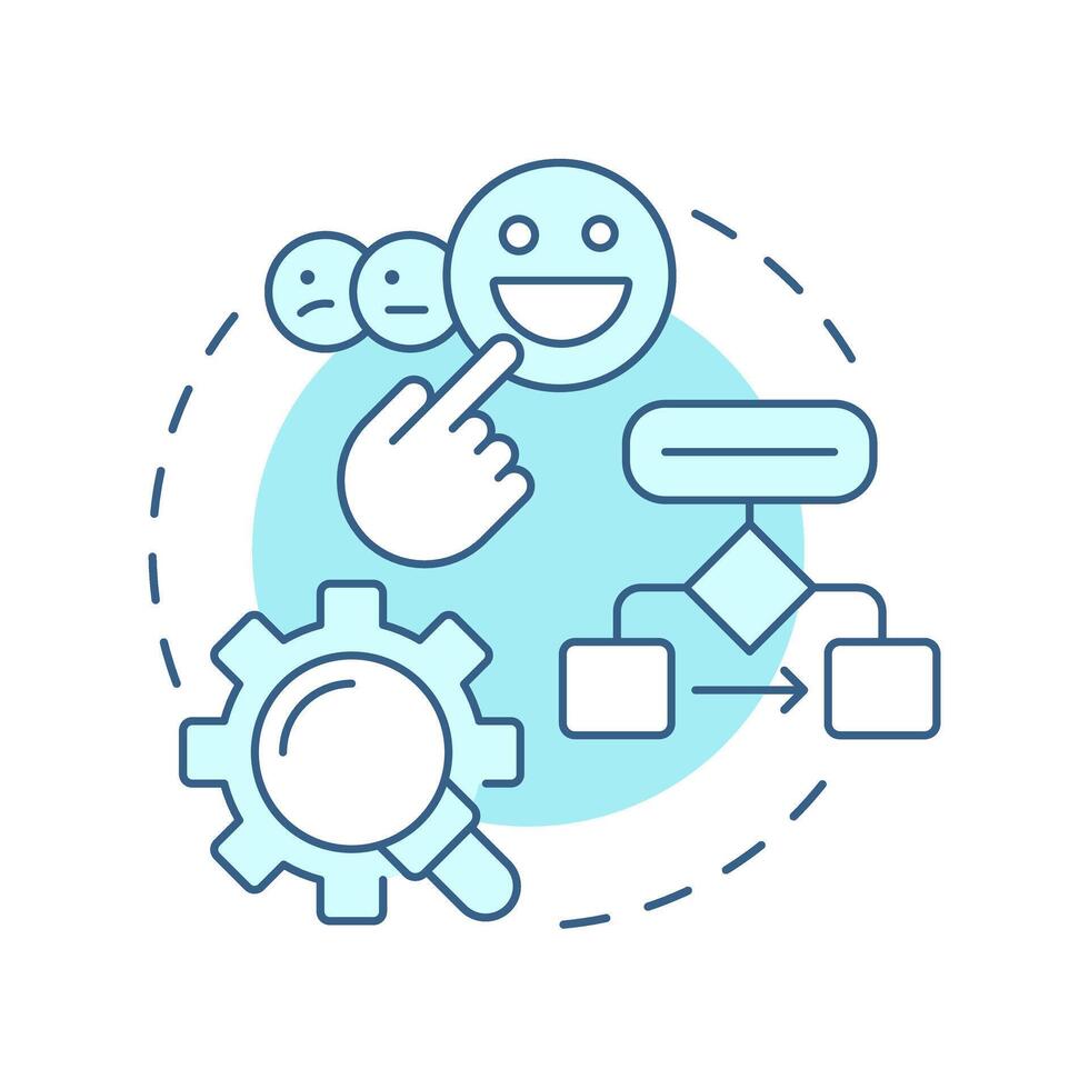 Process flow soft blue concept icon. Sequence of steps involved in completing. Gap analysis tool usage. Round shape line illustration. Abstract idea. Graphic design. Easy to use in blog post vector