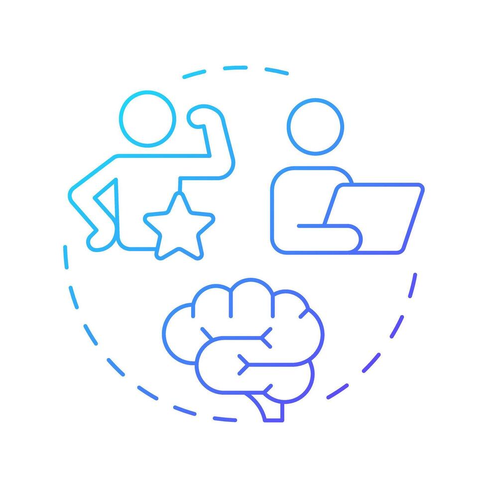 Job involvement blue gradient concept icon. Remote work. Professional growth, problem solving. Round shape line illustration. Abstract idea. Graphic design. Easy to use in article, blog post vector